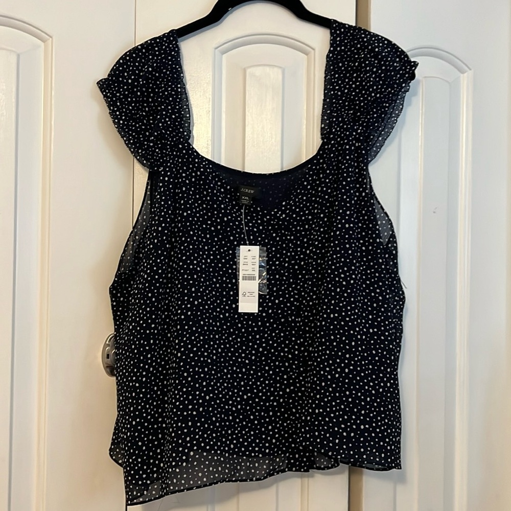 J. Crew Navy Polka Dot Blouse